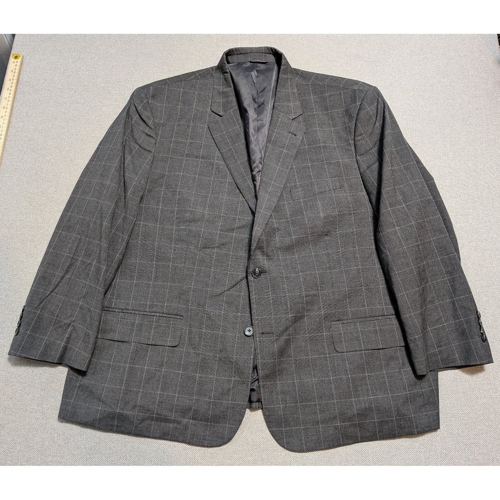 Oak Hill Perfect Fit Mens Blazer Gray 52R Big & Tall Polyester Blend Regular &